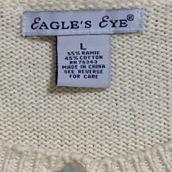 Vintage Eagle's Eye Cardigan Women's LG Pink Embroidered Flowers Knit Sweater - Picture 14 of 15